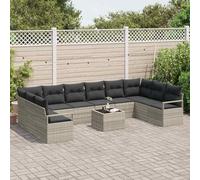 Gecheer Set divani giardino 11 pezzi con cuscini grigi in polirattanSet giardino relax