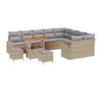 Gecheer Set divani giardino 12 pezzi con cuscini beige polyrattan acaciaDivano da giardino cuscini