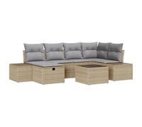 Gecheer Set divani giardino da 7 pezzi con cuscini beige in polyrattan