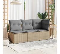 Gecheer Set Divani,Modulari,da Giardino,Esterno,3 Posti,con Custodia,in Polyrattan,Beige e Grigio,2 Divani Centrali e 1 Divano Angolo,Modulare,da Esterno,Salotto da Giardino