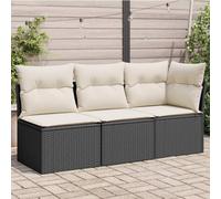 Gecheer Set Divani,Modulari,da Giardino,Esterno,3 Posti,con Custodia,in Polyrattan,Nero e Crema,2 Divani Centrali e 1 Divano Angolo,Modulare,da Esterno,Salotto da Giardino,Esterno