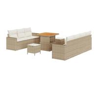 Gecheer Set Divano da Giardino 10 pcs, beige e panna, 80 x 80 x 71 cm, polyrattan, per relax e feste