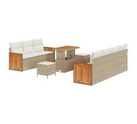 Gecheer Set Divano da Giardino 10 pcs, design moderno con polyrattan UV, acciaio trattato, dimensioni 90x55x71 cm, colore beige e panna, per arredamento giardino