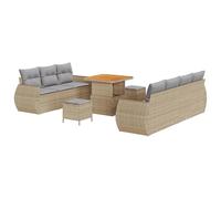 Gecheer Set Divano da Giardino, 10 pcs in Polyrattan e Legno di Acacia, Design Elegante e Costruzione Robusta per Giardini e Terrazze