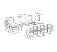 Gecheer Set Divano da Giardino 10 pcs Nero 353 x 141.5 x 71 cmDivano da giardino cuscini