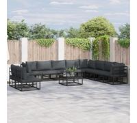 Gecheer Set Divano da Giardino 10 pcs Nero 353 x 283 x 71 cm AlluminioDivano da giardino cuscini