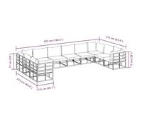 Gecheer Set Divano da Giardino 10 pcs Nero 423 x 213 x 71 cm AlluminioSet lounge da esterno resistente alle