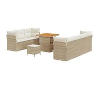 Gecheer Set Divano da Giardino 10 pezzi Beige, acciaio e polirattan, resistente alle intemperie, per divertimento all'aperto