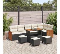Gecheer Set Divano da Giardino 10 Pezzi con Cuscini Nero in Rattan Sintetico