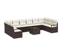 Gecheer Set Divano da Giardino 11 pcs Marrone Poly RattanSet Divano da Esterno