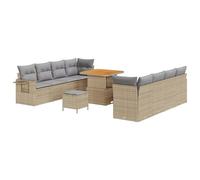 Gecheer Set Divano da Giardino 11 pezzi Beige, modulare e flessibile, polyrattan e acciaio, per relax e socializzazione