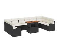 Gecheer Set Divano da Giardino 11 pezzi Nero, rettangolare, polyrattan, comfort e stile, per famiglie e amici