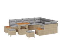 Gecheer Set Divano da Giardino 12 Pezzi con Cuscini Beige Rattan Acacia