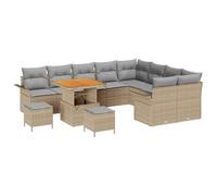 Gecheer Set Divano da Giardino, 12 pezzi, linee pulite, polyrattan e legno di acacia, cuscini in fibra di poliestere, struttura robusta per esterni, giardino, terrazzo