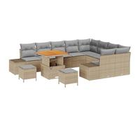 Gecheer Set Divano da Giardino, 12 Posti Poly Rattan Beige con Linee Moderne e Struttura Solida, Ideale per Feste in Giardino o Relax all'Aperto con Amici