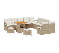 Gecheer Set Divano da Giardino 13 pezzi, Bellezza e Funzionalità, 80 x 80 x 71 cm, Polyrattan, Acciaio Verniciato, Legno di Acacia, Esterno