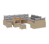 Gecheer Set Divano da Giardino 13 Pezzi con Cuscini Beige Polyrattan AcaciaDivano da giardino cuscini