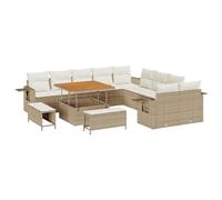 Gecheer Set Divano da Giardino 13 Pezzi con Cuscini Beige Polyrattan AcaciaSet giardino relax