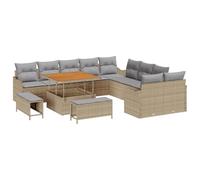 Gecheer Set Divano da Giardino 13 Pezzi con Cuscini Beige Rattan Sintetico AcaciaDivano da giardino cuscini