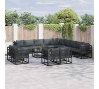 Gecheer Set Divano da Giardino 14 pcs Nero 70 x 70 x 32 cm AlluminioDivano da giardino cuscini