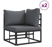 Gecheer Set Divano da Giardino 3 pcs Nero 70 x 70 x 32 cm AlluminioDivano da giardino cuscini