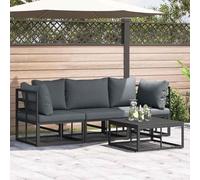 Gecheer Set Divano da Giardino 4 pcs Nero 70 x 70 x 32 cm AlluminioDivano da giardino cuscini