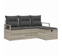 Gecheer Set Divano da Giardino 4 pezzi, Grigio chiaro, 175 x 117 x 85 cm, Polyrattan, Esterno