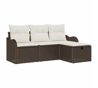 Gecheer Set Divano da Giardino 4 pezzi Marrone e crema, 176 x 117 x 85 cm, Polyrattan, Modulare, Esterno, Patii e Terrazze