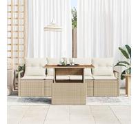 Gecheer Set Divano da Giardino 5 pcs Beige Poly Rattan