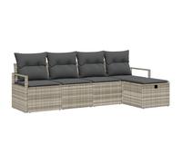 Gecheer Set Divano da Giardino 5 Pezzi con Cuscini Grigio Chiaro RattanSet giardino relax