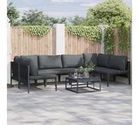 Gecheer Set Divano da Giardino 6 pcs Antracite AcciaioSalottino da giardino in polyrattan