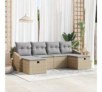 Gecheer Set Divano da Giardino 6 pcs Beige 55 x 62 x 69 cm Poly RattanSalotto Giardino Complet