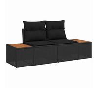 Gecheer Set Divano da Giardino 6 pcs Nero 184 x 62 x 85 cm Poly Rattan