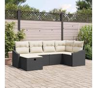 Gecheer Set Divano da Giardino 6 pcs Nero 55 x 62 x 69 cm Poly RattanSalotto Giardino Complet