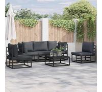 Gecheer Set Divano da Giardino 6 pcs Nero 70 x 70 x 32 cm AlluminioDivano da giardino cuscini
