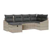 Gecheer Set Divano da Giardino 6 Pezzi con Cuscini Grigio Chiaro in RattanSet giardino relax