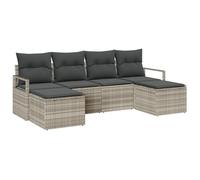 Gecheer Set Divano da Giardino 6 Pezzi con Cuscini Grigio Chiaro PolyrattanSet giardino relax