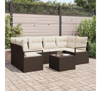 Gecheer Set Divano da Giardino 7 pcs Marrone, Crema 55 x 55 x 37 cmSalotto Giardino Complet