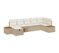 Gecheer Set Divano da Giardino 7 Pezzi con Cuscini Beige Rattan PolietileneSet giardino relax