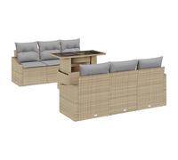 Gecheer Set Divano da Giardino 7 Pezzi con Cuscini Beige Rattan SinteticoSet giardino relax
