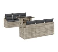 Gecheer Set divano da giardino 7 pezzi con cuscini grigio chiaro in polyrattanSet giardino relax