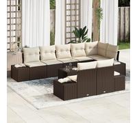 Gecheer Set Divano da Giardino 8 Pezzi con Cuscini Grigi in Rattan Polietilene