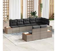 Gecheer Set Divano da Giardino 8 Pezzi con Cuscini in Polyrattan Grigio Acacia