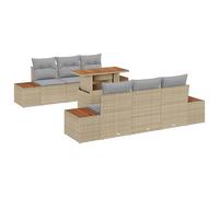 Gecheer Set divano da giardino 8 pezzi con cuscini in polyrattan nero