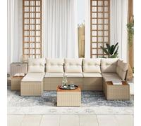 Gecheer Set divano da giardino 8 pezzi con cuscini in rattan poliestere beige e acaciaSet giardino relax
