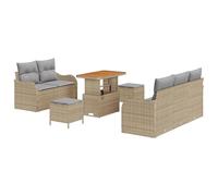 Gecheer Set Divano da Giardino 8 Pezzi con Cuscini Rattan Poliestere Beige AcaciaDivano da giardino cuscini