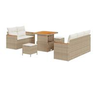Gecheer Set Divano da Giardino 8 Pezzi, Poly Rattan Beige, Design Elegante e Modulare, Struttura Robusta, per Feste o Relax in Giardino