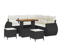 Gecheer Set divano da giardino 8 pezzi, struttura regolabile in polyrattan, legno acacia massello, assemblaggio funzionale for terrazzi e spazi esterni