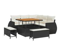 Gecheer Set Divano da Giardino 8 Posti, Comfort ed Eleganza Moderna Polyrattan Resistente con Acciaio e Legno per Terrazzo, Patio, Spazi Esterni