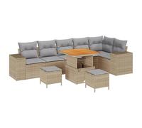 Gecheer Set Divano da Giardino 9 pezzi Beige, Comfort, Estetica, Acacia, Terrazza